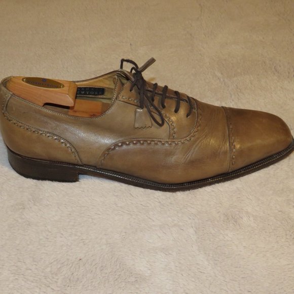 Calzoleria Harris Burnished Gray Leather Oxford Shoes 11